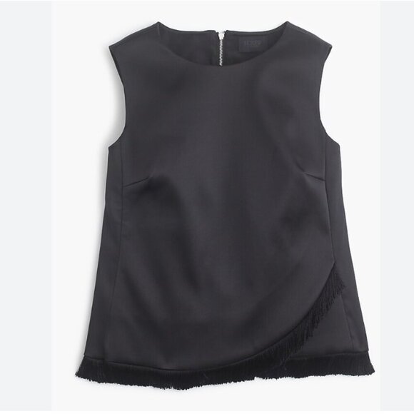 J.CREW Collection satin sleeveless shell Top with fringe sz XS/S - Picture 1 of 7